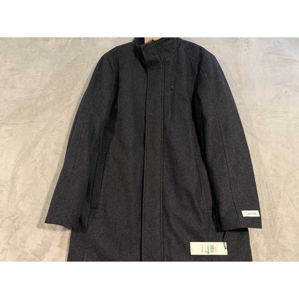 Calvin Klein Overcoat Jacket Men Size LT Wool-Blend Quilted Lining-Retail375 NEW